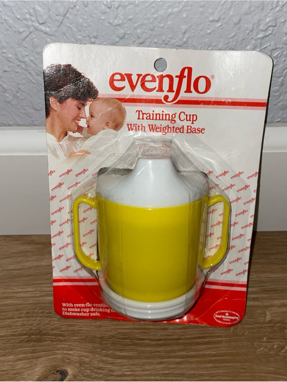 Vintage 1986 Evenflo Yellow Training Cup with Weighted Base NOS